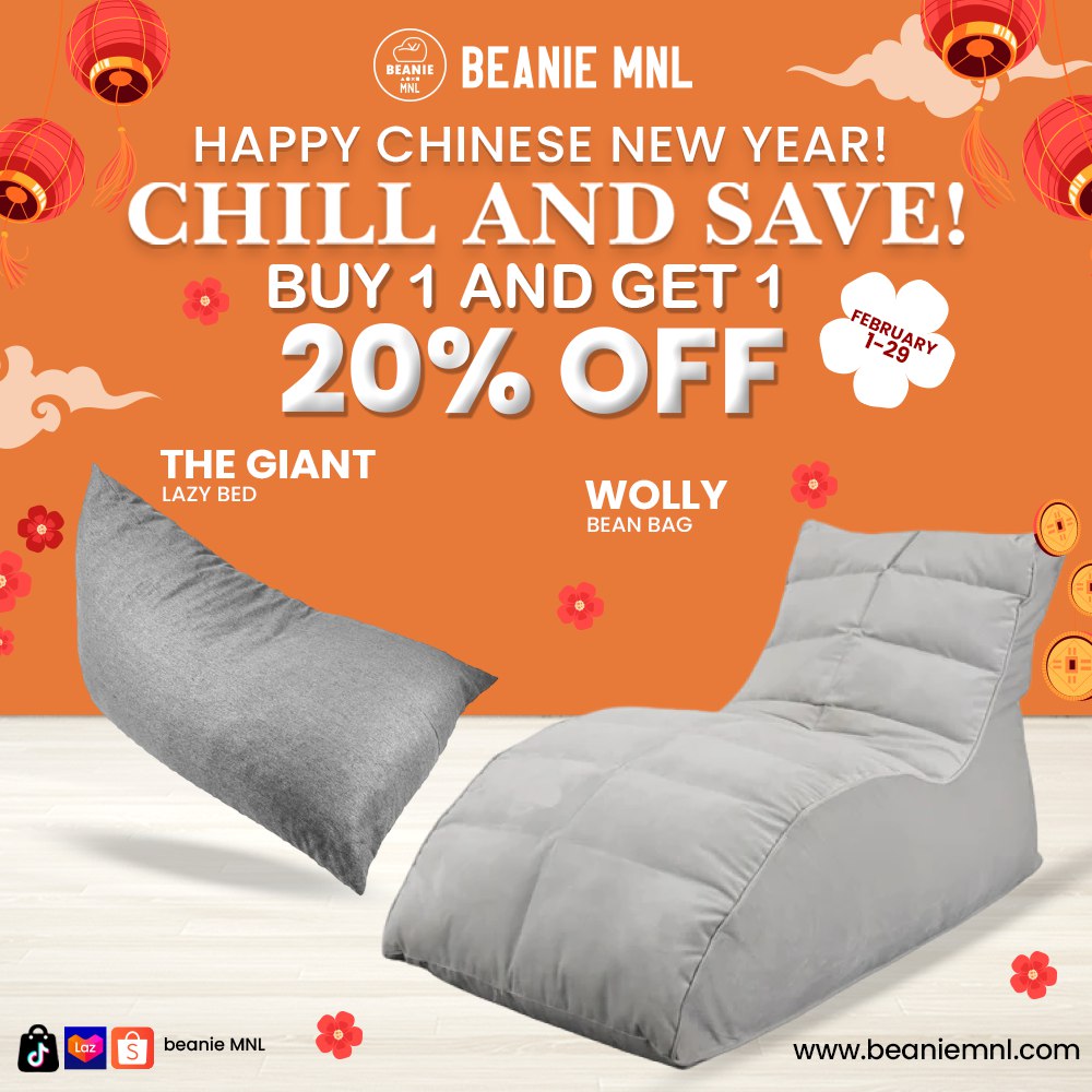 Buy 1 Take 1 20% | The Giant Lazy Bed & Wolly Bean Bag Beanie MNL