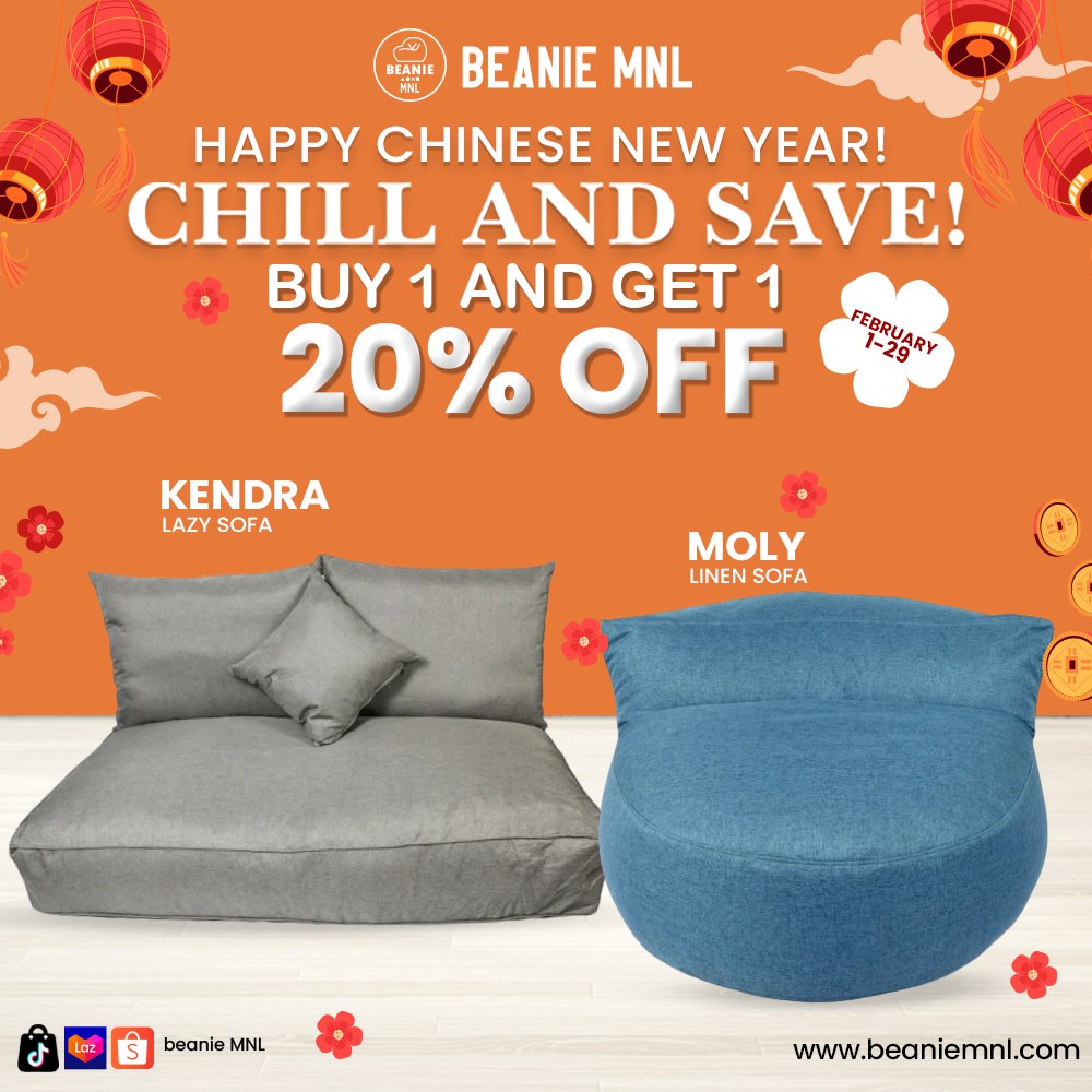 Buy 1 Take 1 20% OFF | Kendra Lazy Sofa & Moly Linen Sofa Beanie MNL